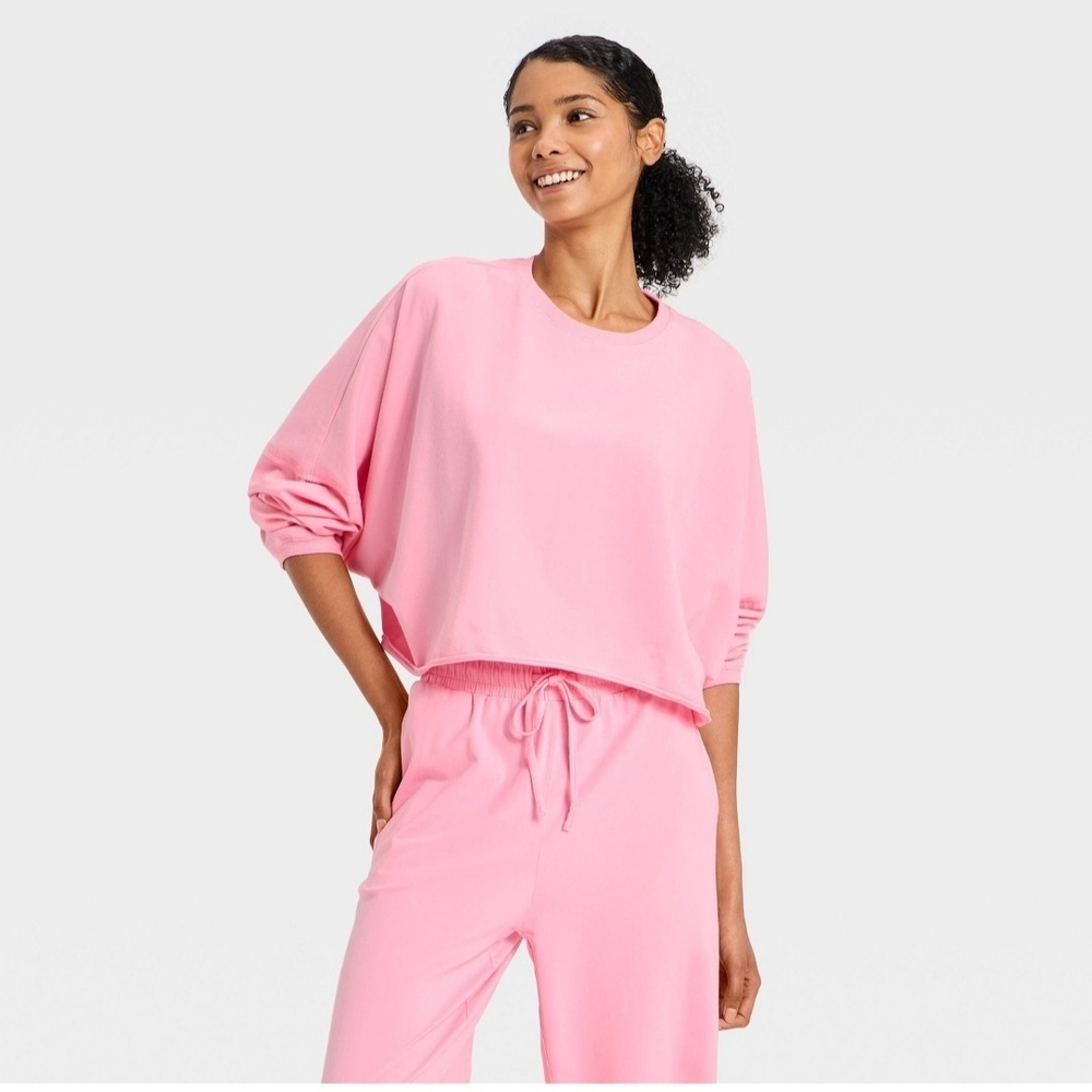 Women's Washed Jersey Long Sleeve Top - JoyLab" Light Pink